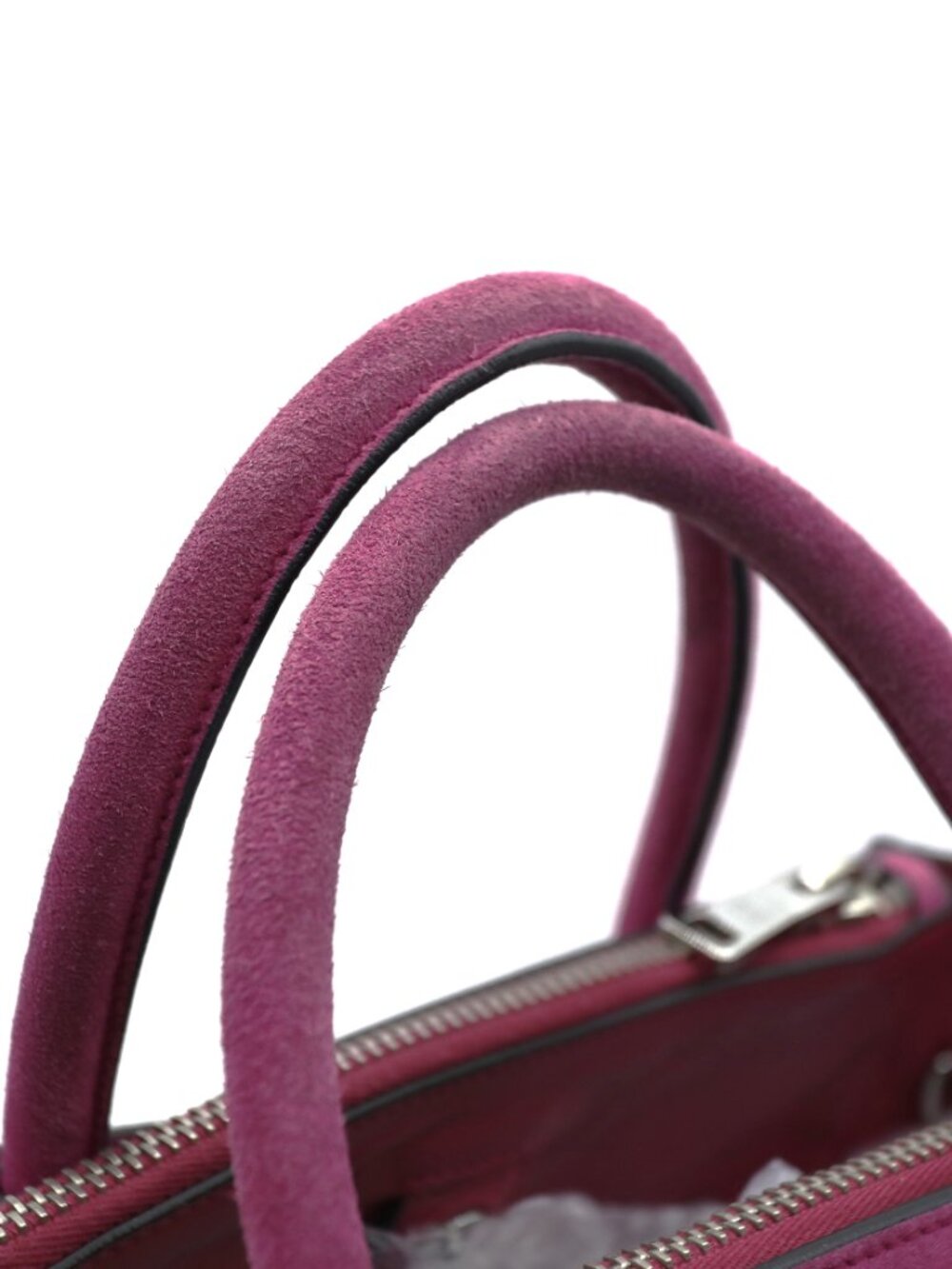 Prada Scamosciato Twin Pocket Tote Pink Suede Leather Shoulder Bag - Picture 10 of 15